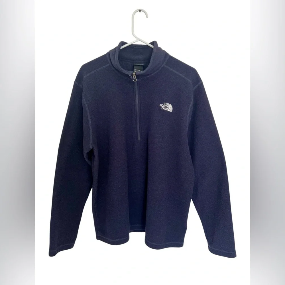 The North Face Jacket Mens Size XL Navy Blue Fleece Half Zip Outdoor Casual Logo
